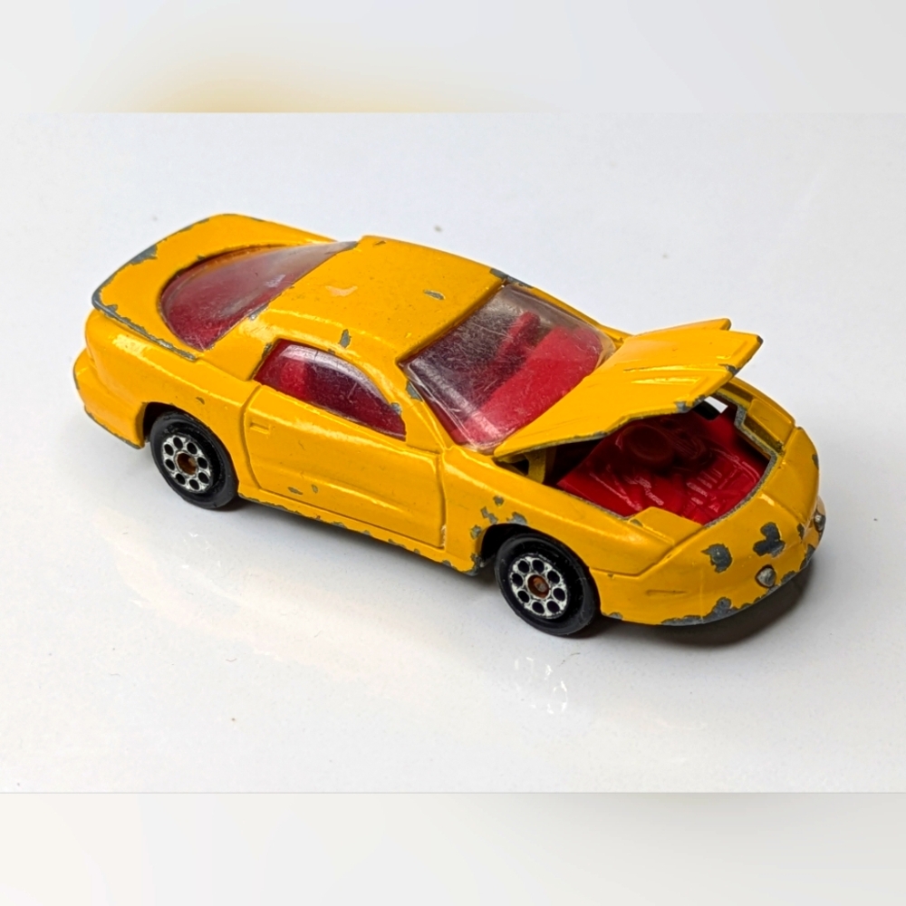 Vintage Majorette Yellow Pontiac Firebird No 212,  1:63 Scale Hood Opens